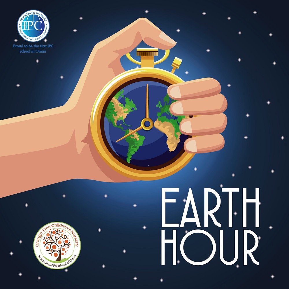 OrangeTreeOman's tweet photo. Orange Tree Nursery 
Invites all the parents to join millions of people around the world. 

Switch your lights off for Earth Hour this year.

#earthhour #energy #learnwithorange #Muscatkids #muscatmums #happyplace  #IPC #kindergarten https://t.co/wPdZVTpkiS