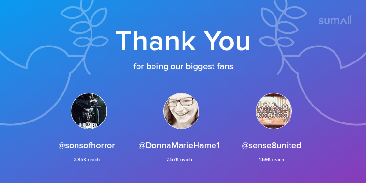 Sense8World's tweet photo. Our biggest fans this week: @sonsofhorror, @DonnaMarieHame1, @sense8united. Thank you! via https://t.co/RkwN9Culx0 https://t.co/sRRVmTVhSA