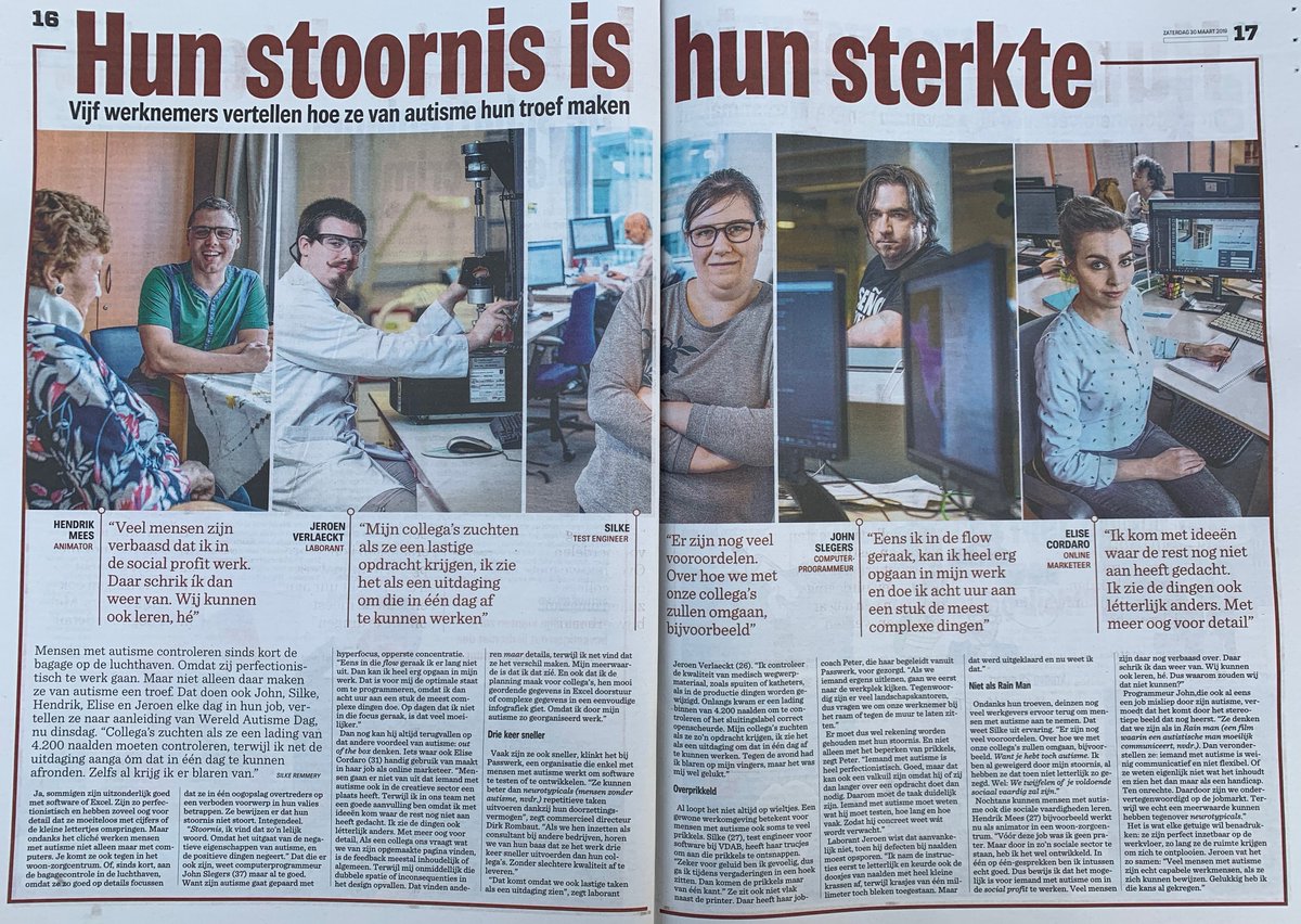 Bedankt test engineer Silke en jobcoach Peter om aan dit artikel over talenten van mensen met autisme te hebben meegewerkt!