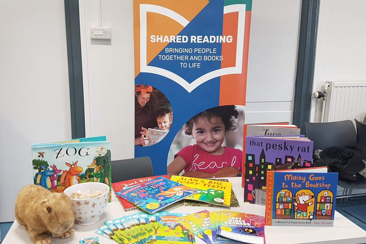 thestorybarn's tweet photo. Set up and ready for @_Reading_Rocks_ at @LJMU #IMMarsh #SharedReading https://t.co/m5V35AH85U