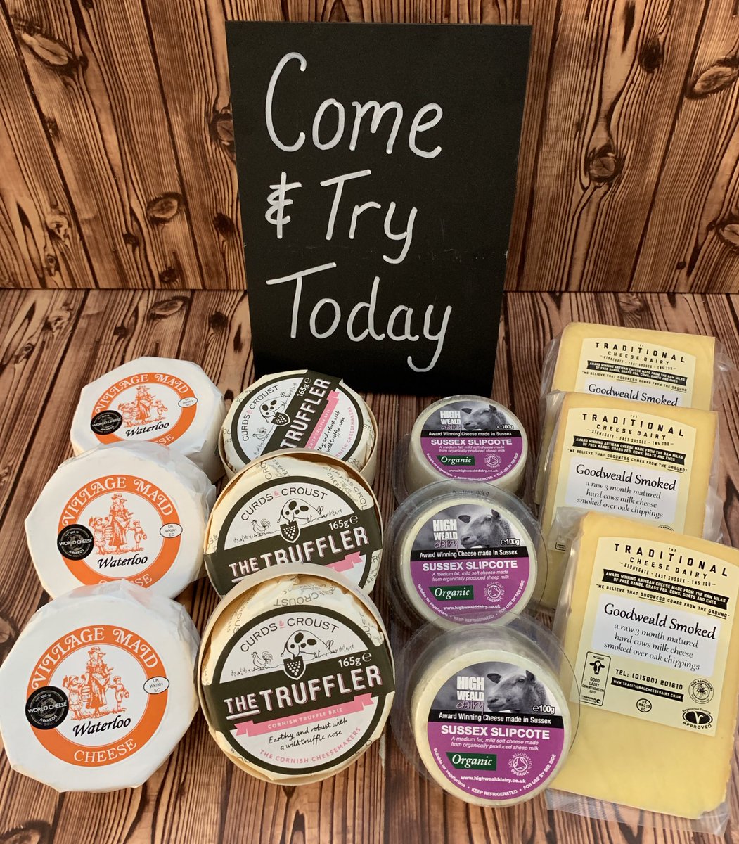TheCheeseHut1's tweet photo. We are open 10am-2pm today if you want to get a #mothersday #gift, & you can even try these #cheeses #Waterloo #truffler #sussexslipcote #goodweald plenty more #cheese in stock #sussexcheese #britishcheese #continentalcheese #giftbaskets #supportlocal #buylocal #hove #hovelagoon https://t.co/DCWGVJqRWE