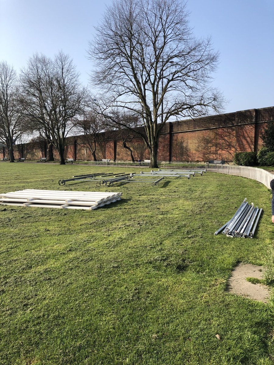 HavantCricket's tweet photo. Good start to ground day 💪 sightscreens are going up! 

#HavArmy #GroundDay https://t.co/OR6V79FJG9