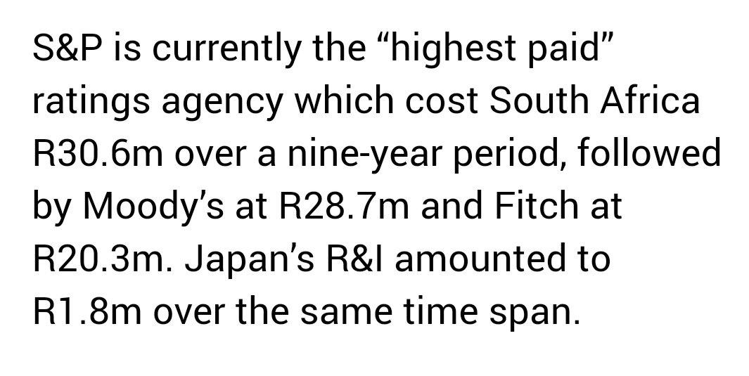 Dark side of credit ratings agencies [Thread]:1. How do agencies make money?Simple - companies and government pay them in exchange for a credit rating.If you're paying for an 'independent' report, is it really independent?Here's how much SA paid back in 2017: #Moodys