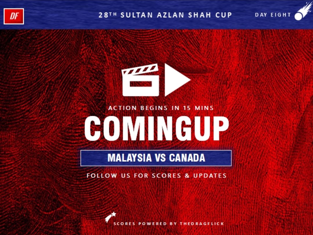 thedragflick's tweet photo. 🏆Sultan Azlan Shah Cup 2019 | Coming Up || Bronze Medal Match | #MASvsCAN
Time for the Bronze Medal Match! The Malaysian Men will take on the Canadian Men in a Battle for the Bronze!
🕖Action Begins in: 15 minutes
#ASC2019 | #SASCUP2019
#SultanAzlanShahCup2019 https://t.co/GINgqxOU3F