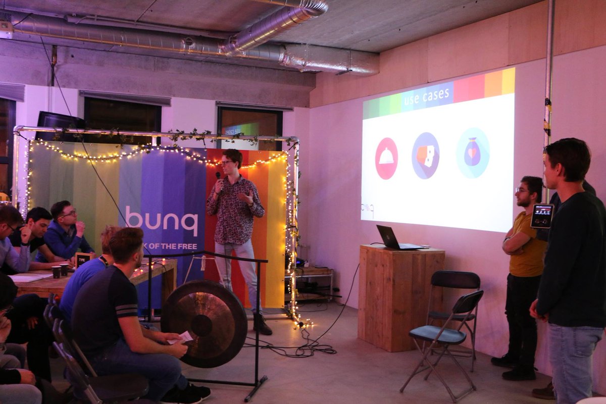 bunq's tweet photo. It has been a week since our #bunqHackathon 2.0. Check out some photos here or visit our Facebook page to see the full gallery!

Thanks to all the teams that participated and used their coding superpowers, creativity and the bunq API to create the future of banking. https://t.co/bU4UEEnTOg