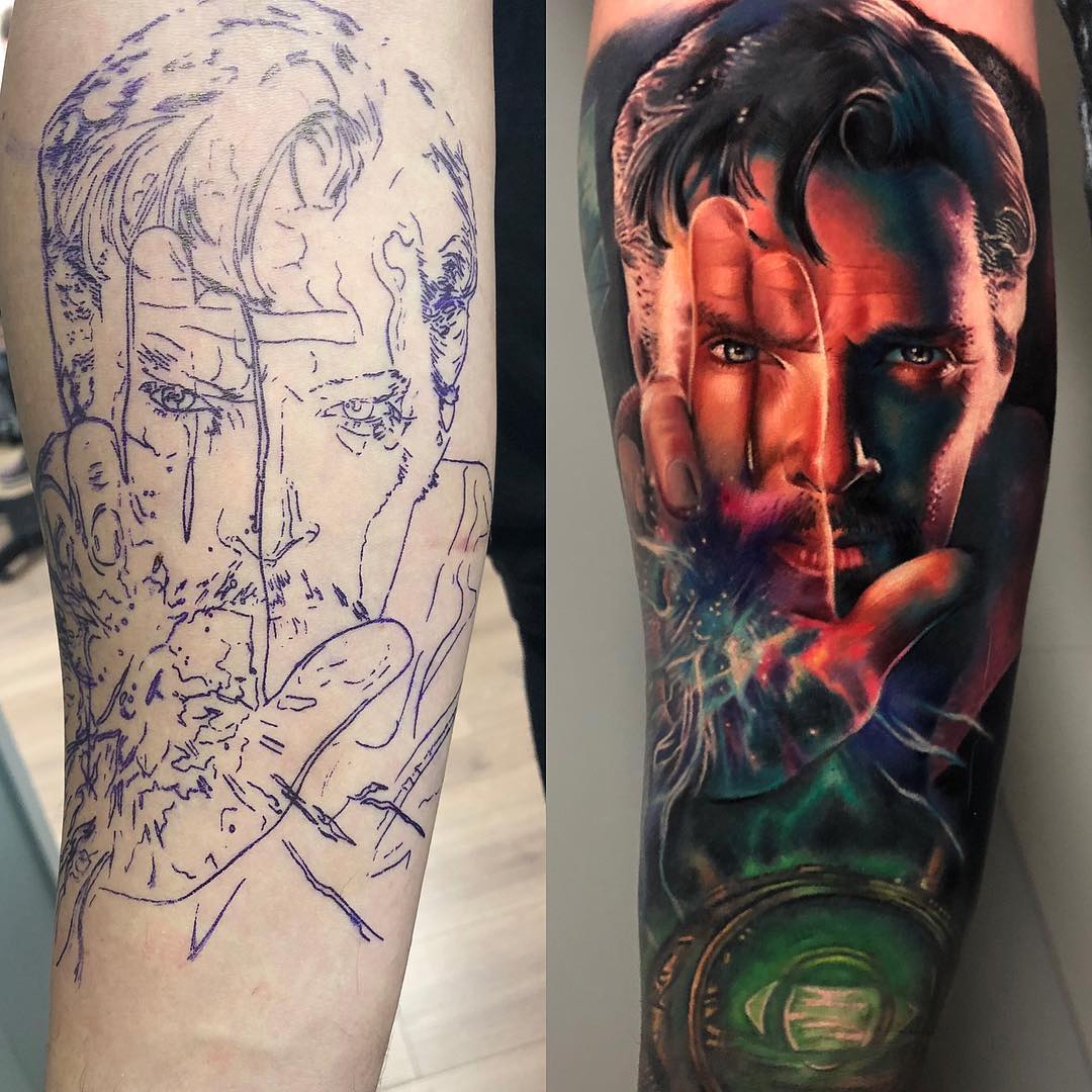 Doctor Strange Marvel leg sleeve progress       inkandwatertattoo  staygoldtattooph hadesph tattoo tattoos tattoolife ink  Instagram