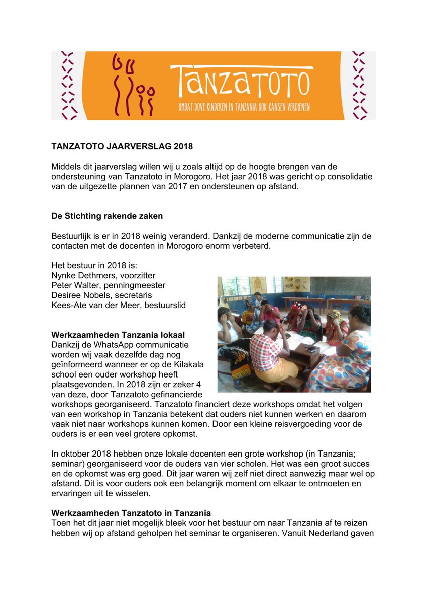 Tanzatoto's tweet photo. Ons jaarverslag 2018 deel 1 https://t.co/cEFxRDjPRm