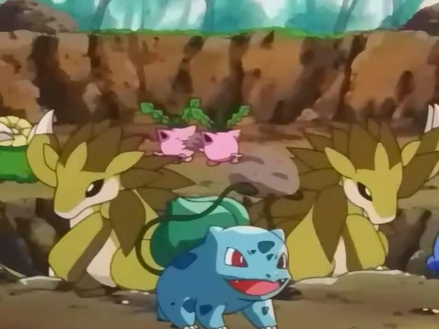 BulbaGanda's tweet photo. Ash's Bulbasaur solved a turf war between the pokemon at Oak's lab, made them make a new lake for everyone and taught them how to teamwork and live together in peace and almost died doing so. 
Tell me how Bulbasaur isn't the greatest Big Boss ever! https://t.co/q6Z8dM6khk