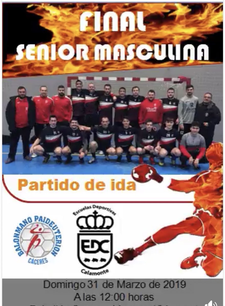 BmCalamonte's tweet image. 🤾‍♂ SENIOR MASCULINO 
PARTIDO IDA FINAL
BM Paideuterion 🆚 E.D. BM. Calamonte 
📆 Domingo 31/03
🕠 12:00h
🏟 Pabellón Juan Serrano Macayo (Cáceres)
#vamosjabatos🐗