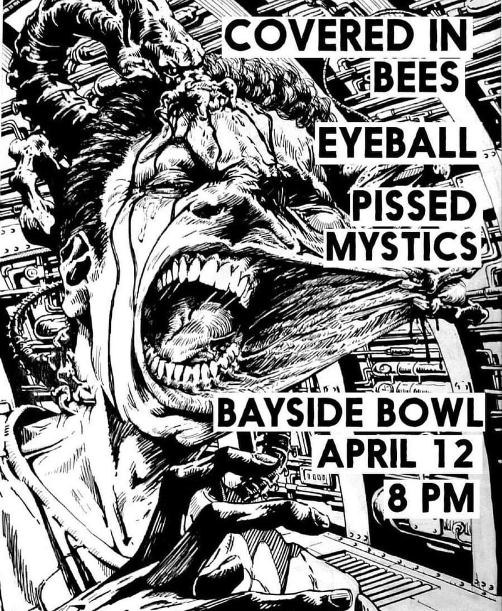CoveredInBeesME's tweet photo. @baysidebowl 4/12/19 8pm $5 @CoveredInBeesME with #ThePissedMystics and #Eyeball https://t.co/paqwm70Kca