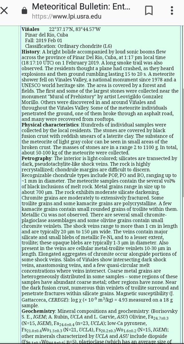 OuterSpaceRocks's tweet photo. It's official #Vinales approved by the #MeteoriticalSociety as the new #meteorite from #Cuba. I spent a lot of time hunting and collecting data, both excited and proud to be listed in the bulletin as a major contributor. #outerspacerocks @OuterSpaceRocks
https://t.co/iy9DRLiaxn https://t.co/YqyAuaLxSm