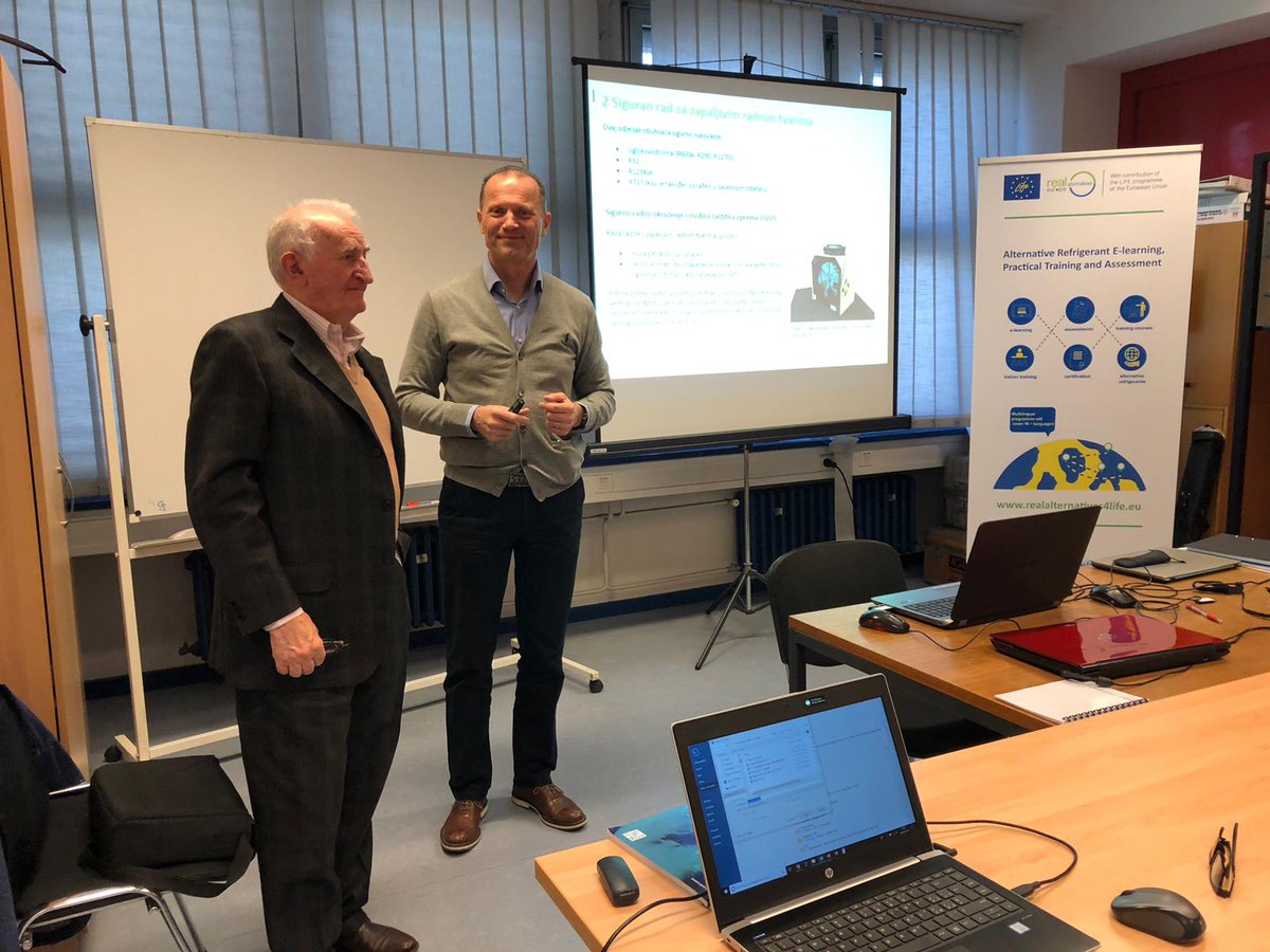 Tecnici_Freddo's tweet photo. Successful third day of "#Training of Trainers" for the project @REAL_Alts_EU Marino Bassi - ATF, Marino Grozdek, Tonko Curko and Lucin Davor - HURKT at the @SveUZgbu CO2 #subcritical test 100% passed ✔️ now training on #flammables https://t.co/x09loMajO0