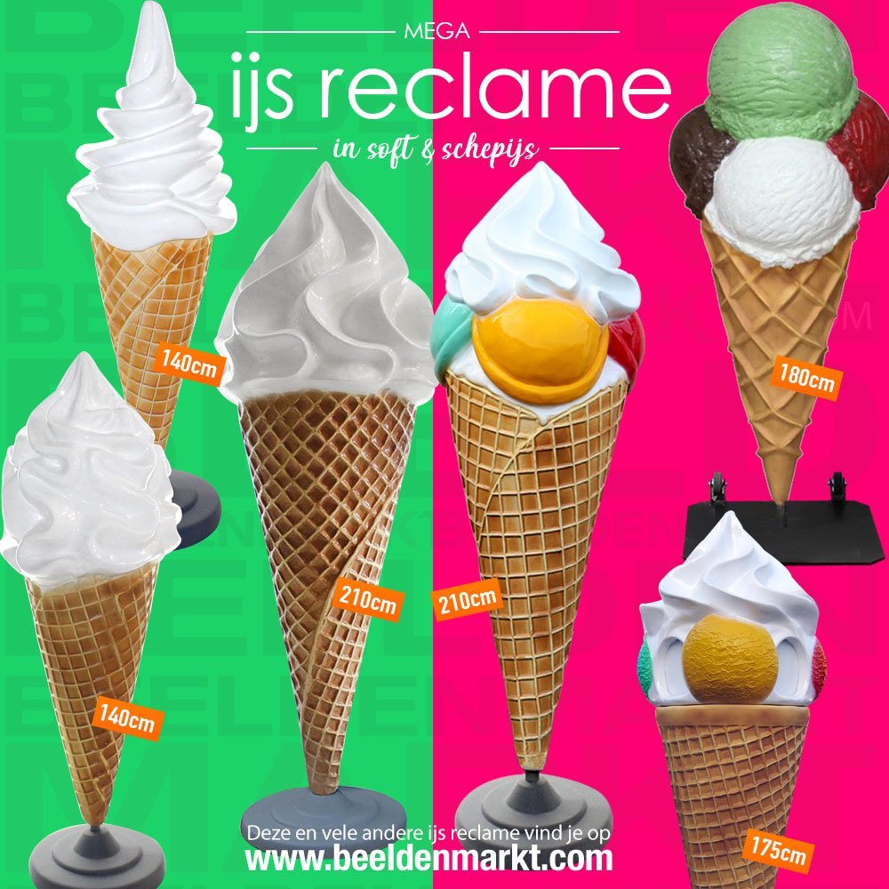 Prachtig voorjaarsweer betekent ook het begin van het ijs seizoen. Of je voorkeur nu uitgaat naar softijs of schepijs. Bij ons vind je de welbekende mega stoepreclames in beide soorten. beeldenmarkt.com/horeca/ijsdeco… #ijs #schepijs #softijs #ijssalon #ambachtelijkijs #ijsreclame
