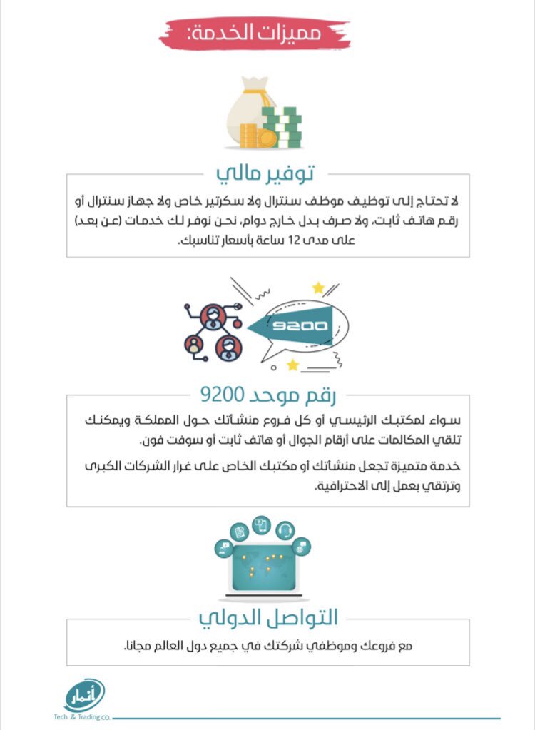 من أهم مزايا نظام انمار لخدمات السكرتارية والاتصال والرقم الموحد