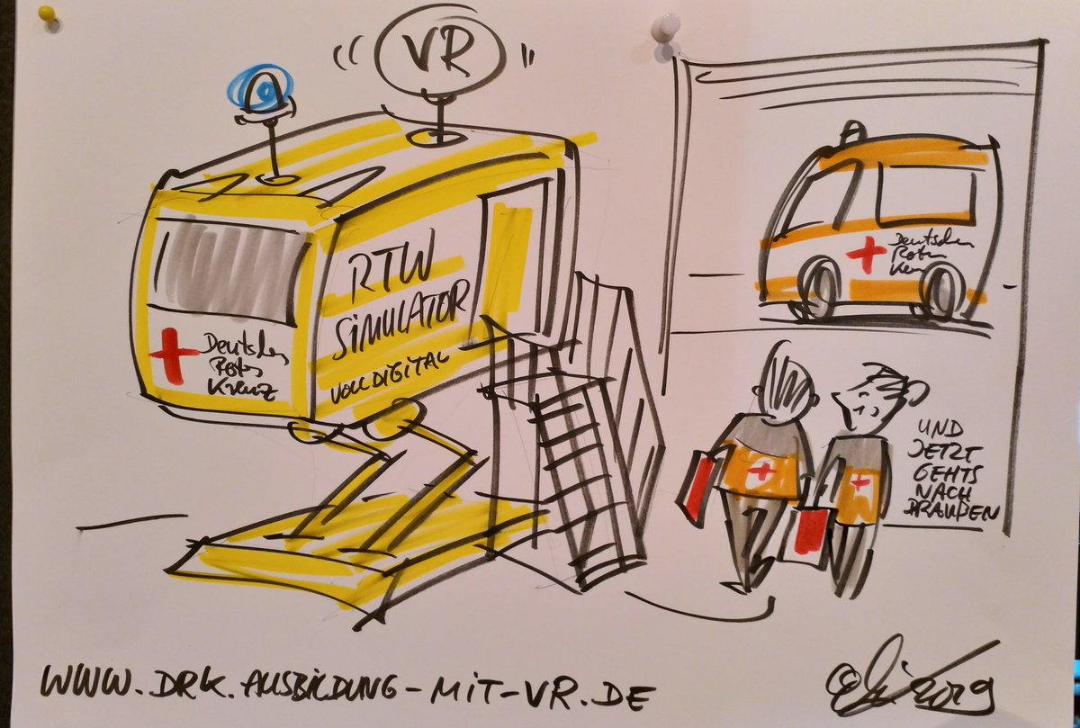 AusbildungmitVR's tweet photo. Die Zeichnungen sind echt der Hammer !
Erzählt was wir.machen und schwubs... in gerade mal 2 Minuten war der #RTW #Simulator fertig.

Michael Hüter – Karikaturist, Cartoonist und Illustrator. Heute im Auftrag des #DRK beim #FWEAT in Münster
#VR @DRK_KV_Herford #digitalengagiert https://t.co/CWVsGBDBCz