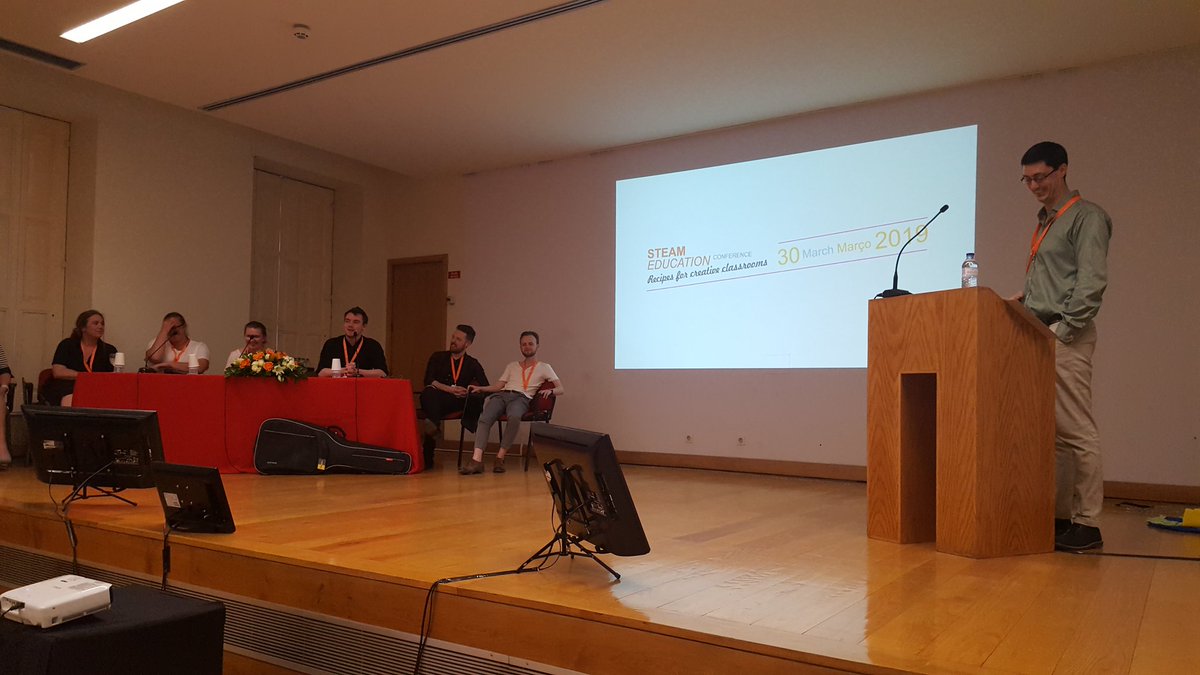 SteamSpace1's tweet photo. Final round table at #CreativeClassrooms Conference &amp; we're hearing from students &amp; staff #AceofSpace project about the impact on them. Moderated by the fabulous @dceol from @MusicDkIT #SteamEducation #Porto https://t.co/5LIUVdzygw