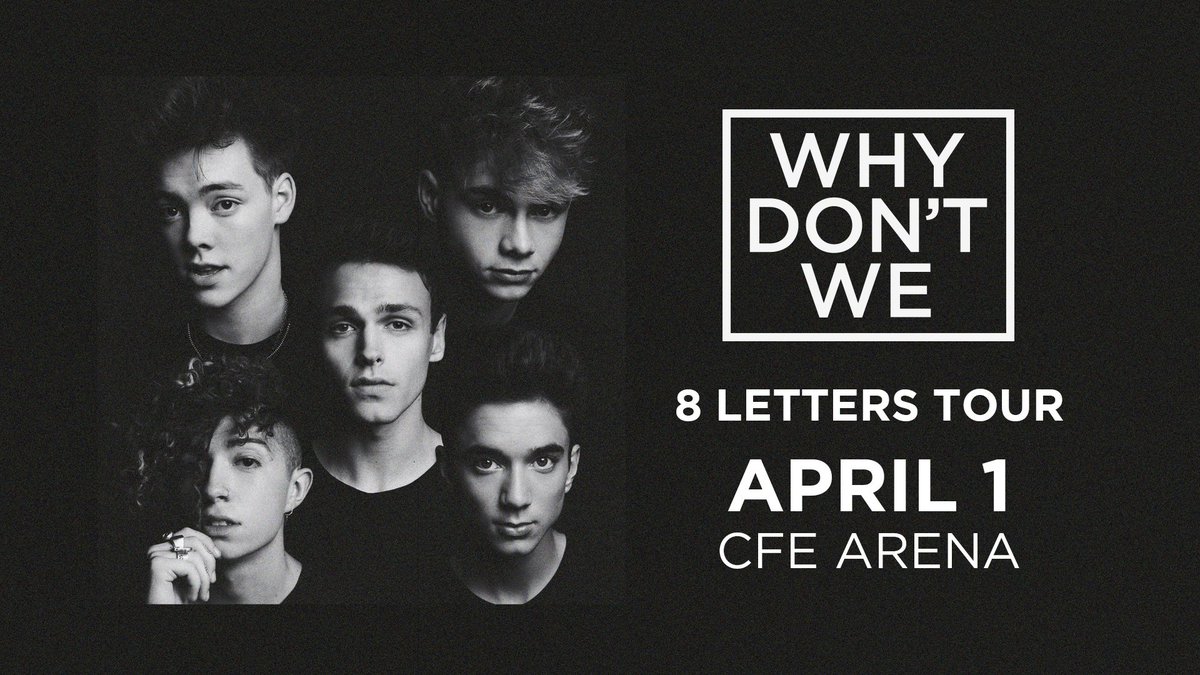 AdditionFiArena's tweet photo. Tough week? Cheer yourself up with tickets to see @whydontwemusic here at the #CFEArena on Monday April 1st!
🎫 : https://t.co/MtYLAIo8gy https://t.co/ANqCxshyV3