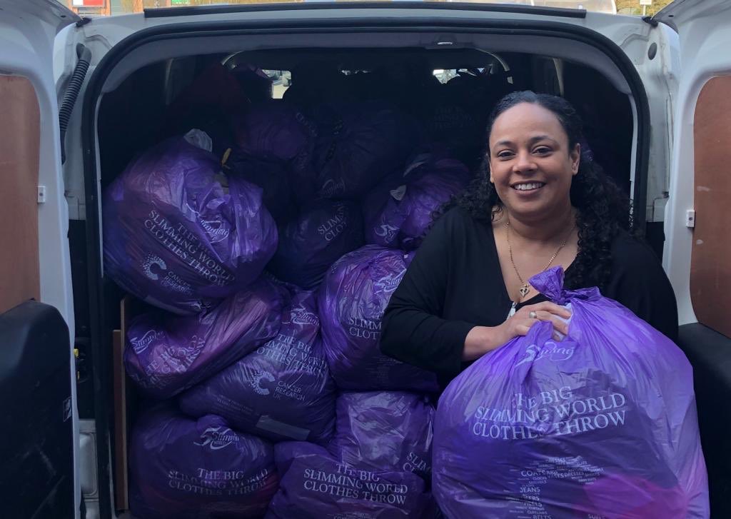 Soniahcampbell's tweet photo. Down at @CR_UK at Kirkstall dropping off all the kind donations from my amazing members at my Moortown, Crossgates and Scholes #SlimmingWorldgroups for our @SlimmingWorld Cancer Research UK clothes throw. 😊 79 bags collected. 😊 We just about fit them all in the van. Thank you. https://t.co/zwHFMRH2Np