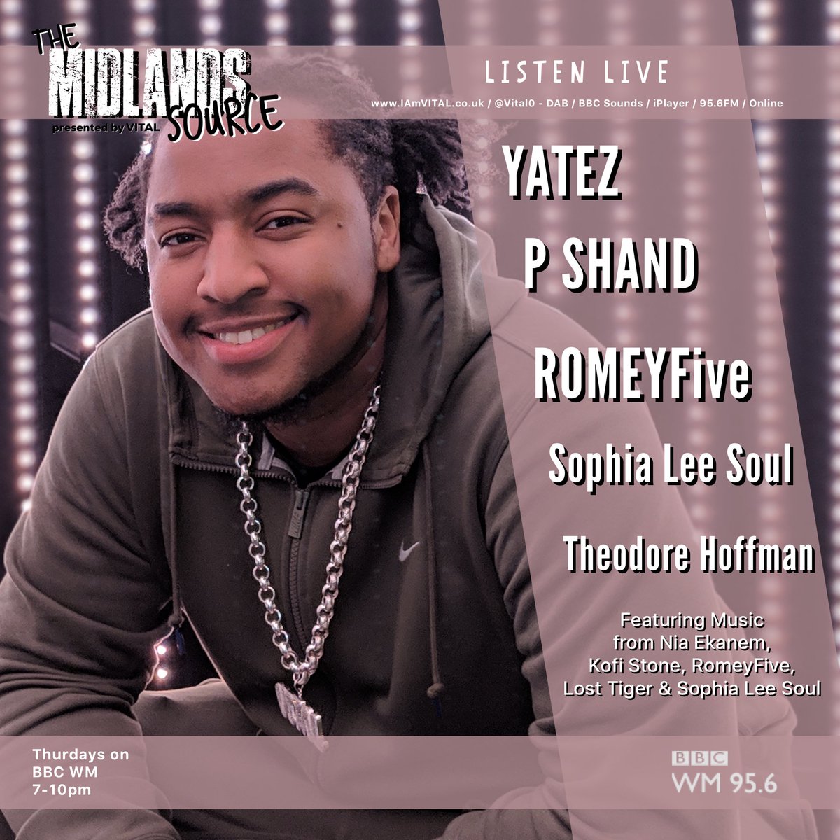 Go listen back to Thursdays show on The Midlands Source with @YatezMusic <a href="/PShandOfficial/">P Shand</a> @romeyfive <a href="/sophialeesoul/">Sophia LeeSoul🧜🏾‍♀️</a> and <a href="/T_A_Hoffman/">Theodore Hoffman</a> 

With additional music from <a href="/KofiStone_/">Kofi Stone</a> <a href="/NiaEkanem/">PRONOUNCED: NA-YAH</a> and <a href="/LostTigerBand/">Lost Tiger</a> 

<a href="/OhMyGoooush/">I AM VITAL</a> <a href="/bbcintrowm/">BBC Music Introducing in the West Midlands</a> <a href="/bbcwm/">BBC Birmingham & Black Country</a> @BBCBhamPR @BE83MusicGroup <a href="/DespaRobinson/">Despa Robinson</a>