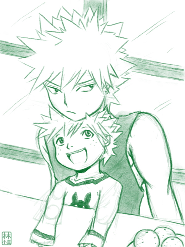 suddenlycrows's tweet photo. Been on a #BakuDeku kick rping with my partner. This is their son Hanabi and Katsuki trying to be a good father. #KatsukiBakugo #MHA #birbdraws https://t.co/H7zfFhx8OW