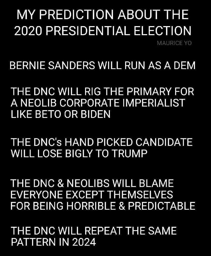 AgpgbgdgAlan's tweet photo. @SilERabbit @50linesonly NOT A SINGLE ONE OF THEM JUST LIKE IN 2016 WHEN THE DEMOCRATS LOST THE LAST ELECTION FOR THE WHITE HOUSE!! I WILL NOT VOTE FOR ANY DEMOCRAT IN ANY ELECTION AT ANY LEVEL!! WHY SHOULD I AFTER THEY STOLE MY PRIMARY VOTE AGAIN!!  #VoteForUsAll #OnlyVoteProgressive #Bernie2020 https://t.co/fQYTblfMxo