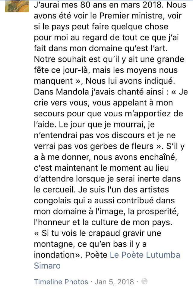Bibishe6's tweet photo. RIP Poète #Lutumba_Simaro. L'artiste ne meurt jamais mais vit à travers ses oeuvres. La #RDC vient de perdre encore. https://t.co/AYq9q4OK1q