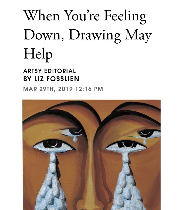 The_Big_Draw's tweet photo. “When I’m feeling low, drawing almost always helps me feel better. It’s the closest thing I have to a meditative practice.”

A lovely reminder that it's okay to not be okay, and that the humble pencil can be a remarkable healing tool ✏️ #DrawnToLife 

👀👉 https://t.co/qkGFryMdMN https://t.co/MqaQpnkb2y
