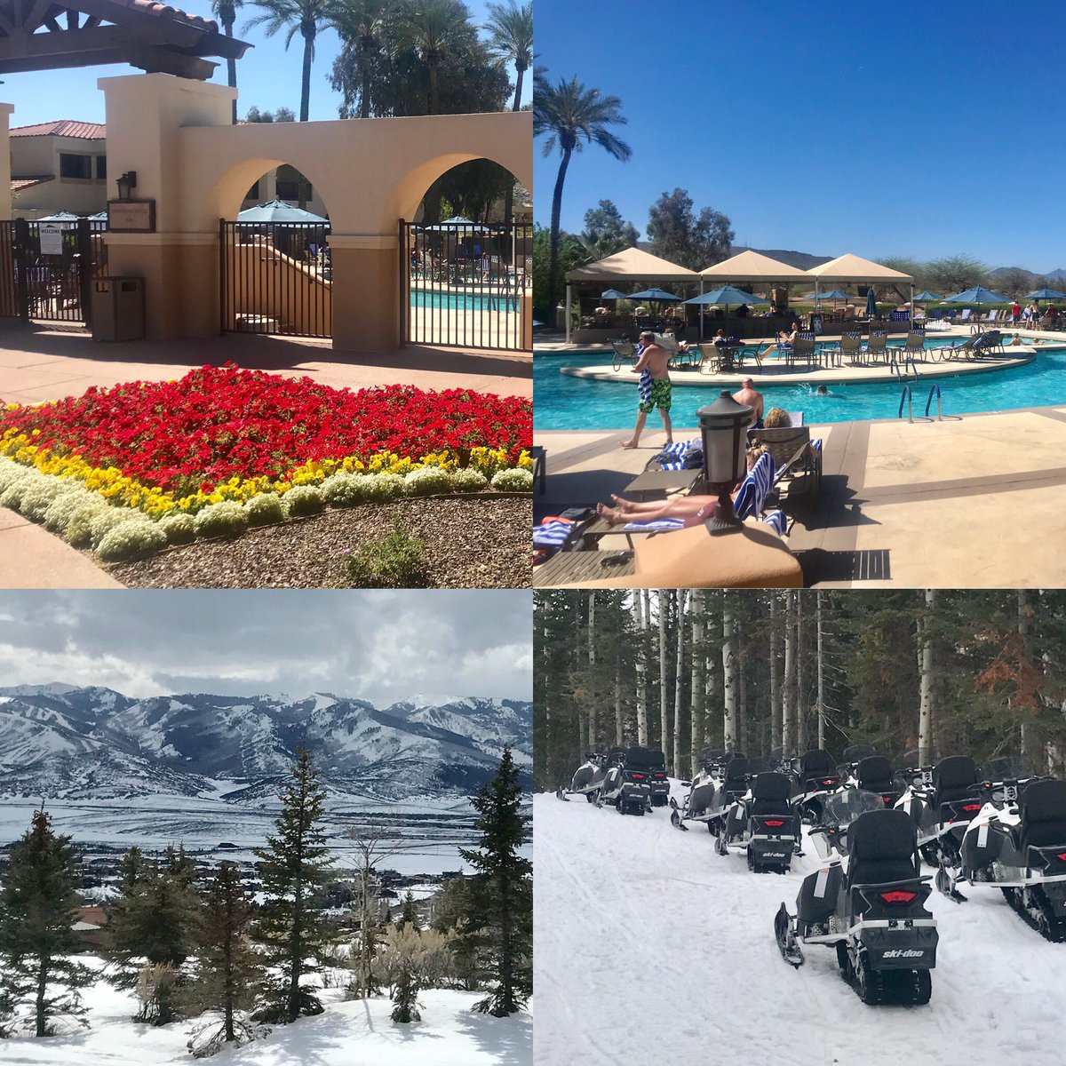 One of the reasons I love the Rockies experience! You can go from Snow and Snowmobiles in the Mountains to Sun and swimming pools in an hour flight in so many directions! What a great place to live! @wyndestinations #ComeToWYND #ComeToTheRockies #LifestyleLiving