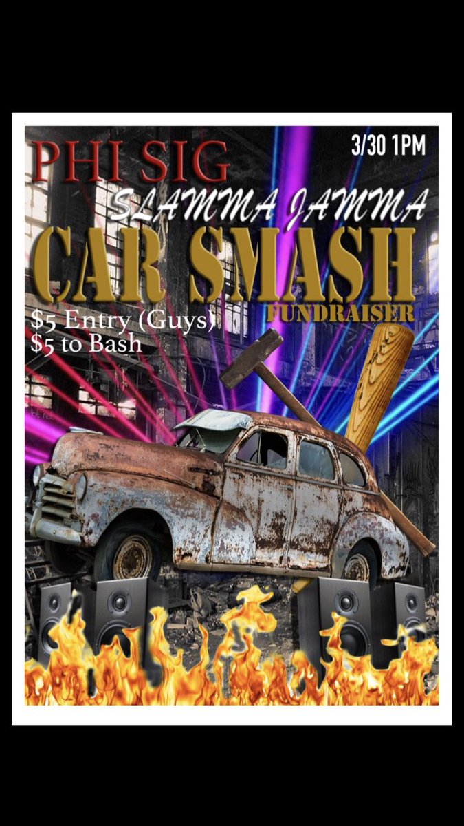 We have a junk car and sledgehammers, come on by at 2:30