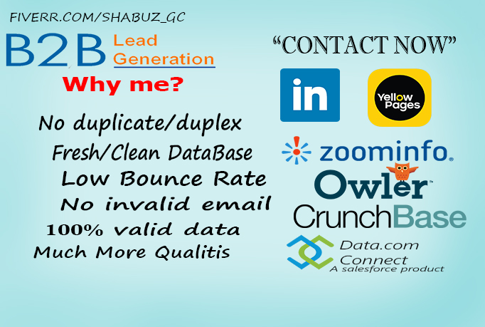 Hello I am Presenting My new Sevice@ #b2bLeads #Leadgeneration #webresearch #Business Leads for your better besiness 
Are looking for #businessLead to boost your business? 
Contact Me: fiverr.com/sabuz_gc/do-ex… 
<a href="/Fulham/">Fulham</a> <a href="/Aguero/">C. H. Aguero</a> #SaturdayMorning #SaturdayThoughts #SaturdayMotivation