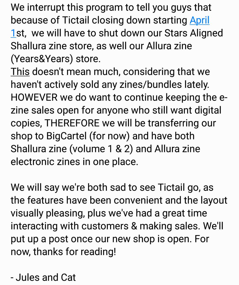 shallurazine's tweet photo. Hello all! 
Please read our message below about our shop! ☺️ https://t.co/wRNszFn1SI