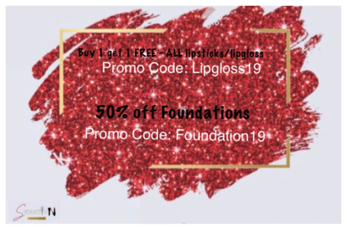 SeductionbyLiz's tweet photo. SALE STARTS NOW ! buy one get one free on all lipsticks &amp; lipglosses ! Also 50% off all foundation ( THIS WEEKEND ONLY) .. order before 3pm to receive SAME DAY SHIPPING #samedayshipping #sale }#buyonegetonefree #customerappreciation #seductionbyliz #makeupsale https://t.co/NLGr2GHH6R