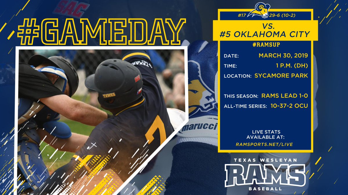 RamSports's tweet photo. โพ Let's do it again Rams - it's #GAMEDAY. Two battles with No. 5 OCU after TXWES got the 6-4 'W' in the first game of the series yesterday!
First pitch at 1 p.m. Live ๐ available at https://t.co/dppNo75VK0 #RamsUp #defendourfield โพ https://t.co/xOAz7QDKLt