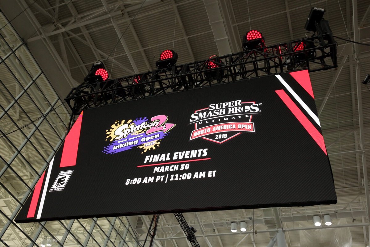 NintendoWW's tweet image. RT NintendoAmerica "RT NintendoVS: The time has come! Tune-in for the #Splatoon2 North America Inkling Open 2019 &amp;amp; Super #SmashBrosUltimate North America Open 2019 final events, happening live from #PAXEast! The action kicks off in just a few minutes… https://t.co/zsjVuXesMz"