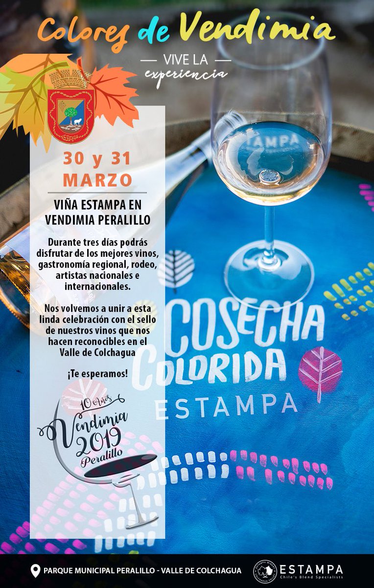 ¡Los esperamos en nuestro stand HOY y MAÑANA en la #FiestadelaVendimia #Peralillo2019! 😃🍇🍇🍷🍷