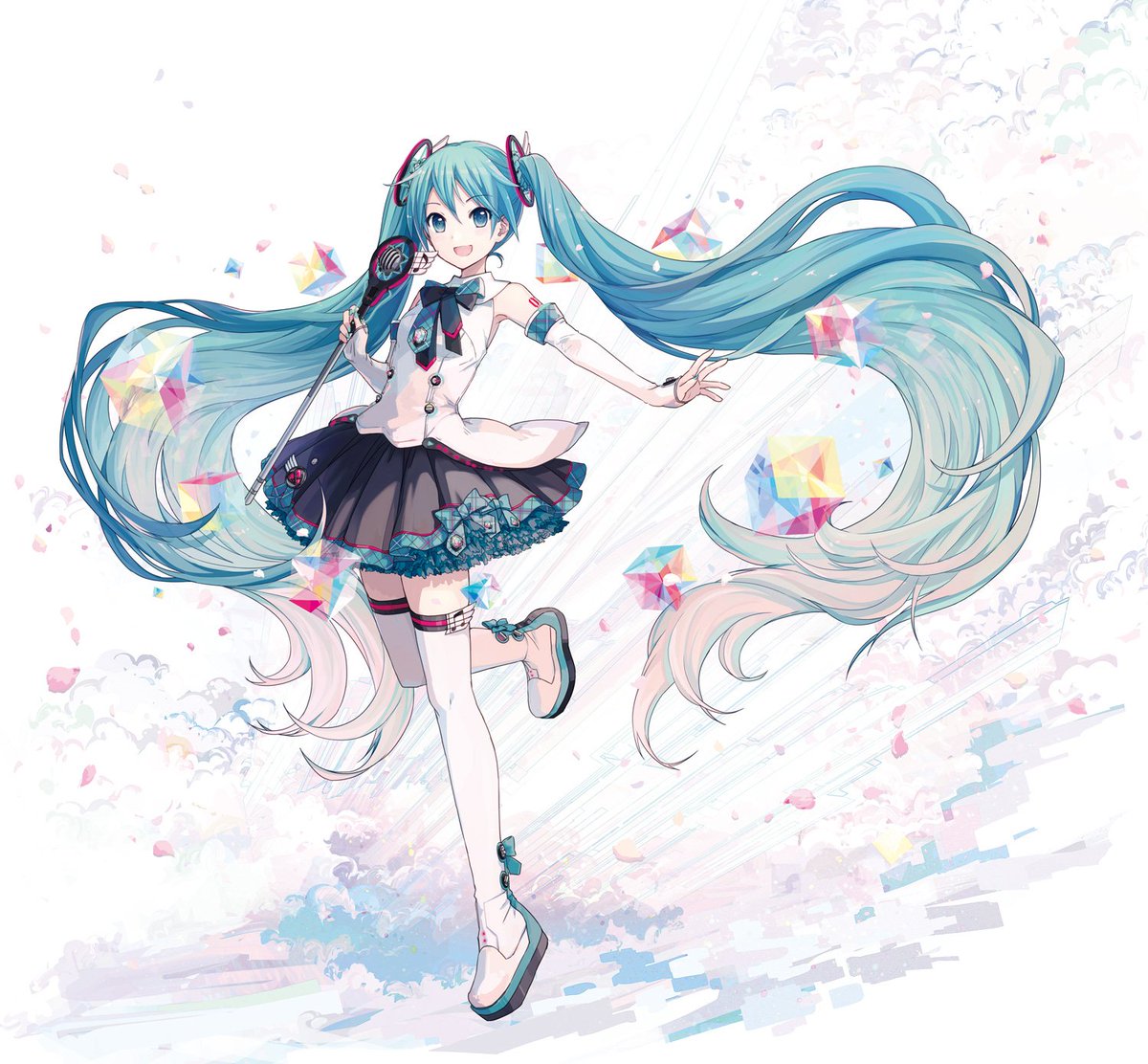 hatsune miku 1girl long hair solo wings angel wings flower pink flower  illustration images