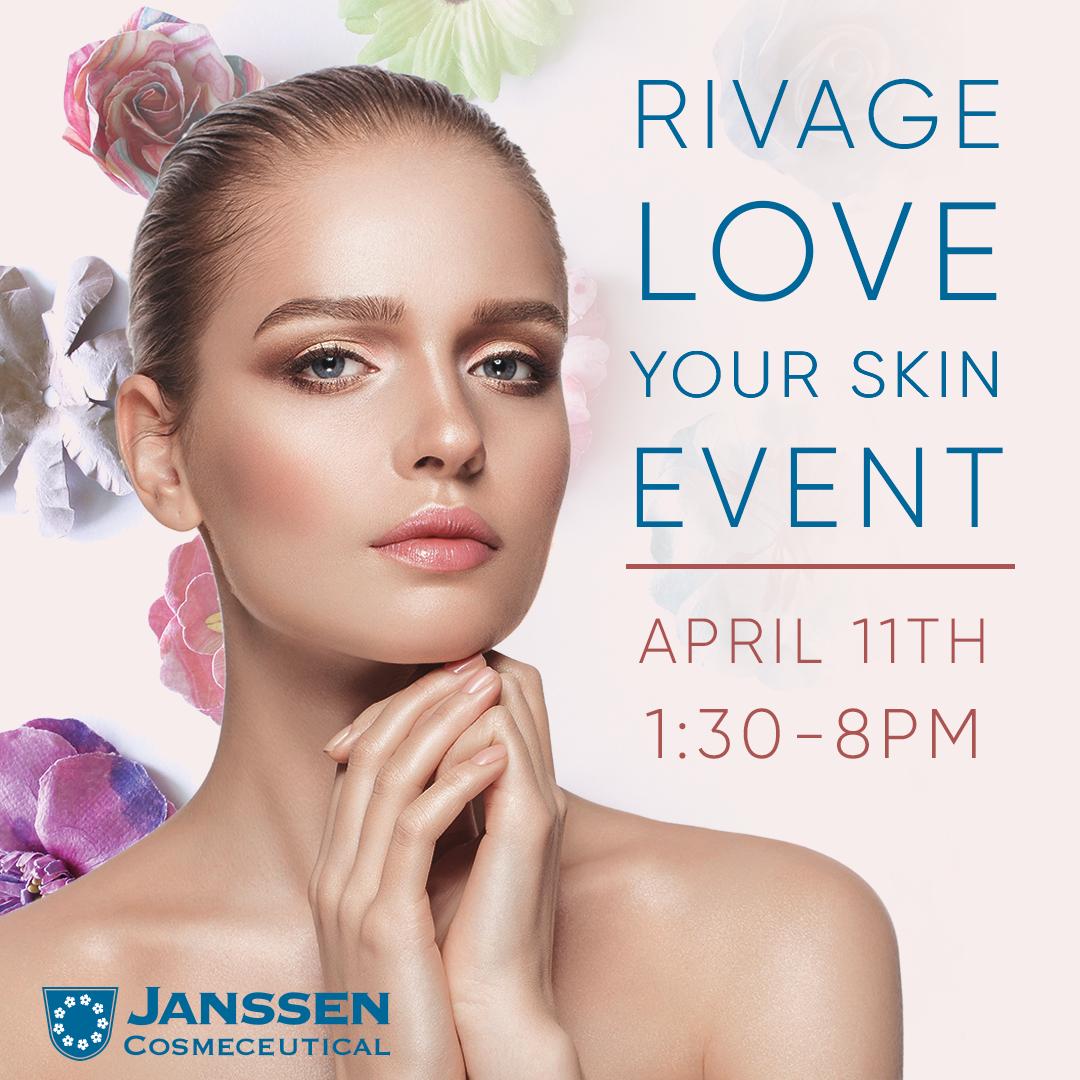 rivagedayspa's tweet photo. Join Rivage On April 11 from 1:30-3pm. Our Janssen expert will assess your skin and recommend a unique product regimen. A $25 pre-pay will go toward a 30-minute individual appointment and a product purchase. Enjoy a $75 gift with purchase while supplies last. #beauty2019 https://t.co/m9xfCx18hU
