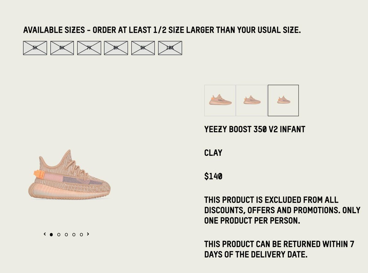 yeezy kids size chart