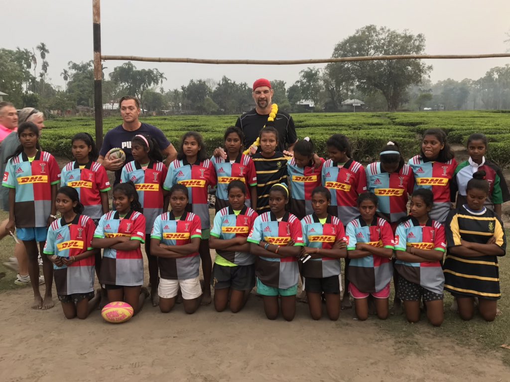 On tour with legends @ShawseyShaw @JLeonardAtlas @monty15monty supporting the kids of India.#spiritofrugby