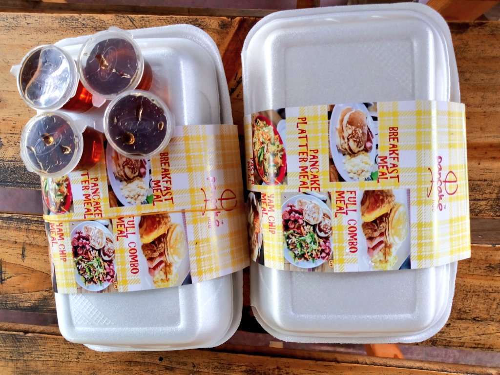 PancakeHubNG's tweet photo. Ready to go for delivery🛵🛵..... Wonder what's inside this takeout📞 order that has so many syrup containers?🤔🤔🤔
#weekendpackage #takeoutorder📞 #pancakehub #syrup #deliveryrequest #specialrequest #readytogoout https://t.co/MJe4PCDuu7