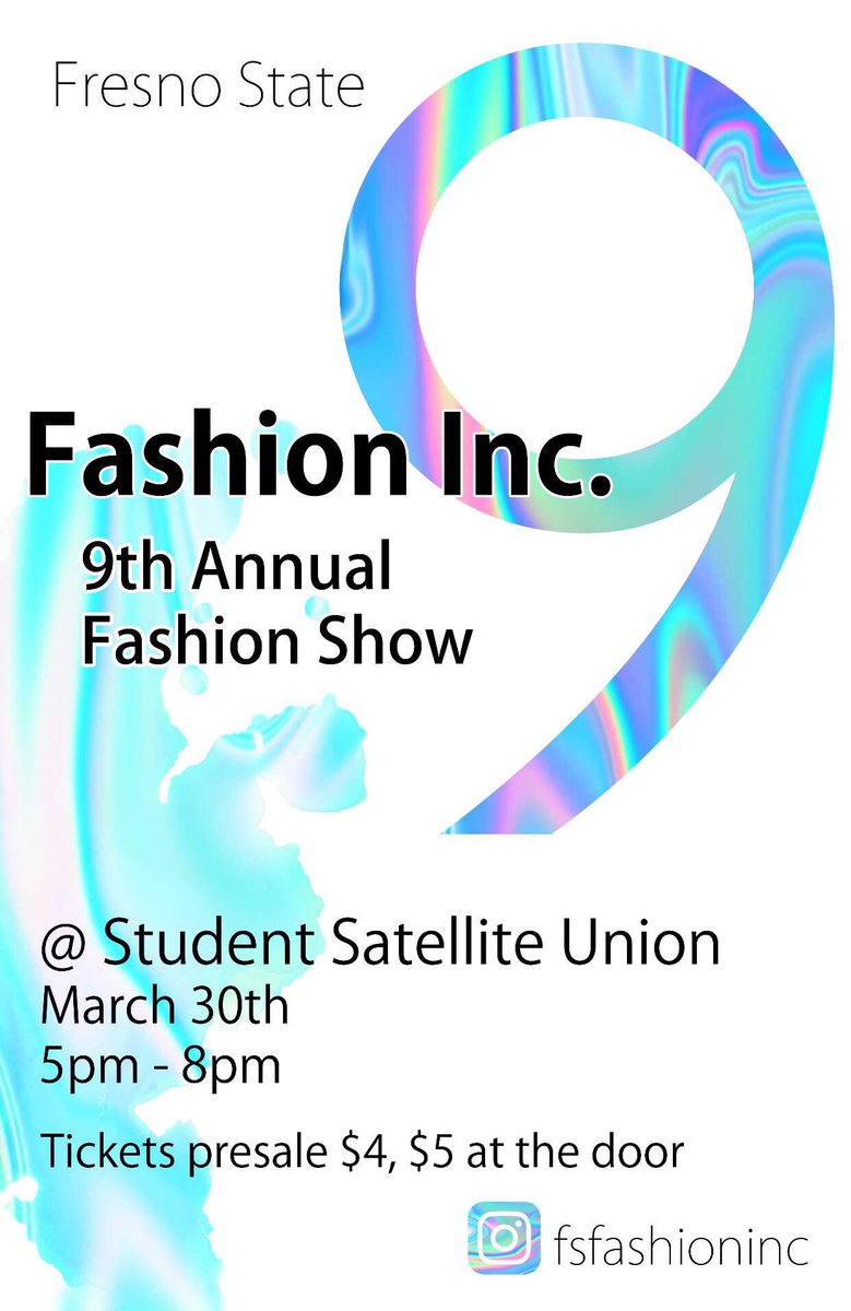 FSFashionINC's tweet photo. Today is the day! Our 9th Annual Fashion Show will take place at Fresno State’s Satélite Student Union! Come out and support our stylist and designers, they have some great collections ! https://t.co/hrgSgKHjPW