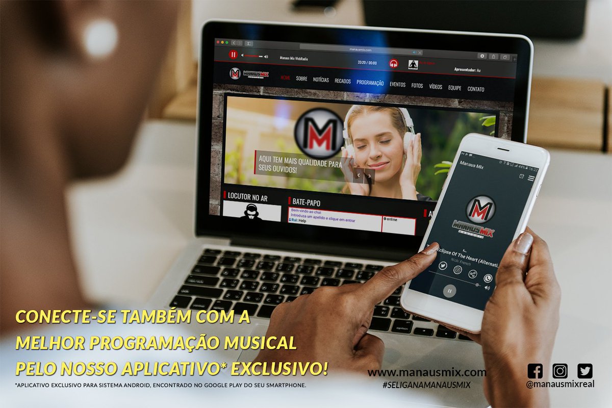 manausmixreal's tweet photo. Olá galera!✌🏽😄
Sábado é um ótimo dia para você curtir música boa. Então se conecta na Manaus Mix #WebRadio aonde estiver indo, em qualquer lugar. É só baixar nosso aplicativo para sistema #Android e pronto. Você vai ficar conectado #24h com os grandes sucessos da música mundial! https://t.co/OPMB70ZQH6