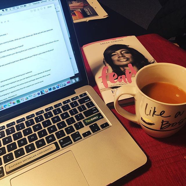 TMariePR's tweet photo. Excited! My copy of @ariansimone Fearless Faith &amp; Hustle came in!!! It’s almost time!! Homemade Vanilla Chai Tea Latte and notes on deck! Join me and @greaterwomen LIVE on Facebook! #confessionsofaprchic #TMariePR #GreaterWoman #PersonalBranding https://t.co/TjToOgwnkm https://t.co/RImTtlYGwo