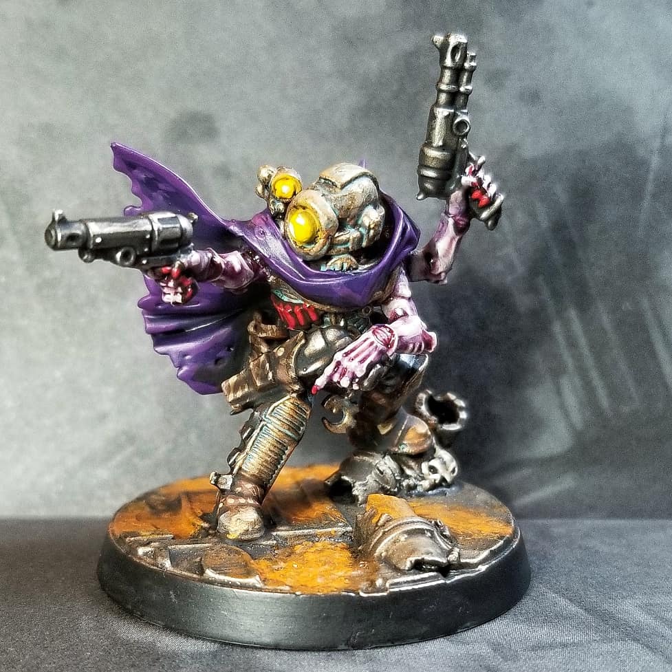TheHolyFireman's tweet photo. Notorious pirate Johann the Bastard, hated by Voidsmouth government for stirring up anti-Imperial sentiment & theft of military equipment. A #kelermorph hybrid, ready to fight for the #genestealercult. #warhammer40k #holyfireminis https://t.co/bKH34oXBsJ