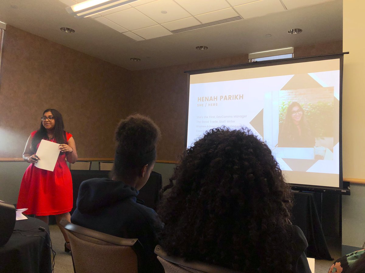 _cierrajade_'s tweet photo. Finally got to meet @_henah in person! So excited to hear her talk today about living a life of purpose. cc: @shesthefirst #WeRSteam https://t.co/AjssSwq2GY