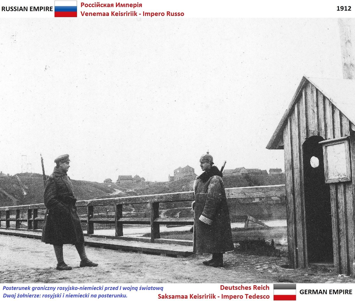 Pillandia's tweet photo. |RUS| "Привѣтъ изъ германско-русская граница" (1912 г.)
|GER| "Gruss von der deutsch-russischen Landesgrenze" (1912)
|ENG| Border between Germany and Russia in 1912 (today: Poland).
https://t.co/C4IJDSBWvg
#Poland #Germany #Russia @haloefekti @wyspyhistorii @VeikoSpolitis #Piir https://t.co/r98qvnlRmg