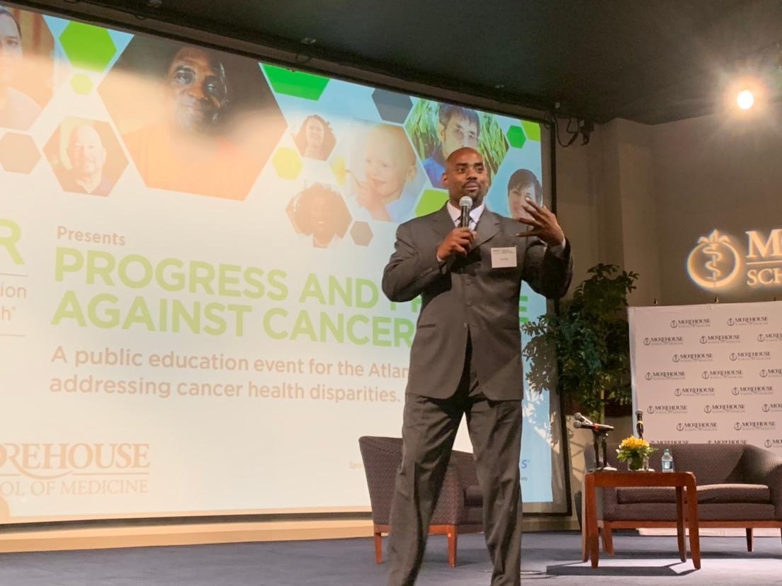 AACR's tweet photo. #ProgressandPromise Up now: NFL ambassador @chrisdraft, Co-Founder @teamdraft, shares his patient advocate story. https://t.co/0qZYIN2IIe