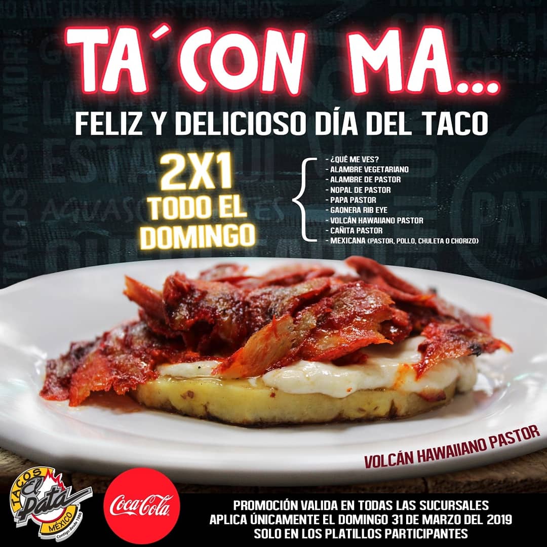 TacosElPata's tweet photo. Celebraremos en grande el delicioso día del taco😉🌮
No te lo pierdas!
#DiadelTaco #tacofans #tacolovers
#tacos #ComeTacosyVerduras® https://t.co/eZZZpYR08Y