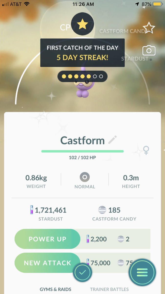 NightShade_TCG's tweet photo. WOW! 30 mins into the event today and I got my Shiny Castform!!! Is it pretty common during event times or am I just lucky? How’s the event so far for everyone else going so far? #PokemonGO #PokemonGOResearchEvent https://t.co/hMGfJrjDz2