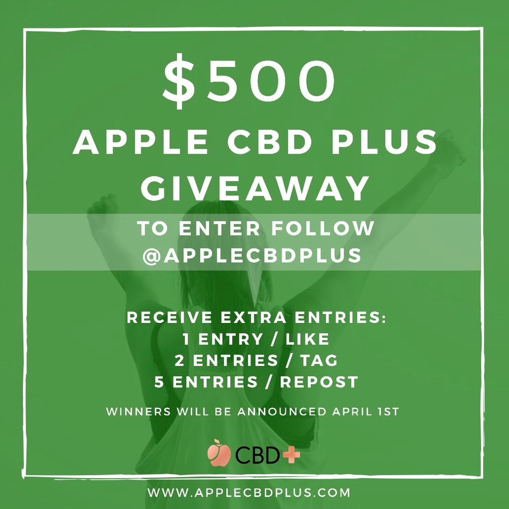 applecbdplus's tweet photo. $๐๐๐ ๐๐ฉ๐ฉ๐ฅ๐ ๐๐๐ ๐ ๐ข๐ฏ๐๐๐ฐ๐๐ฒ๐
Every month we are giving back to our community by rewarding 5 our loyal followers with $100 worth of our products! Retweet this flyer for your chance to win
#applecbdplus #yourhempsolution #CBD #giveaway #retweettowin #CBDlife #health https://t.co/5v3KJz4Ild